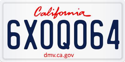 CA license plate 6XOQ064