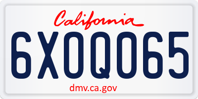 CA license plate 6XOQ065