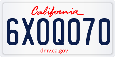 CA license plate 6XOQ070