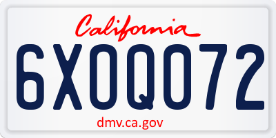 CA license plate 6XOQ072