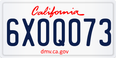 CA license plate 6XOQ073