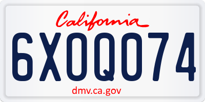 CA license plate 6XOQ074
