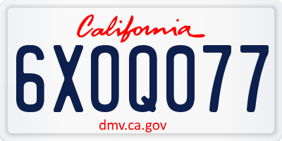 CA license plate 6XOQ077