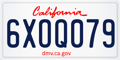 CA license plate 6XOQ079