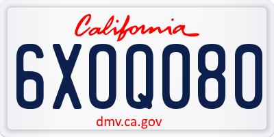 CA license plate 6XOQ080