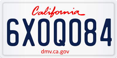CA license plate 6XOQ084
