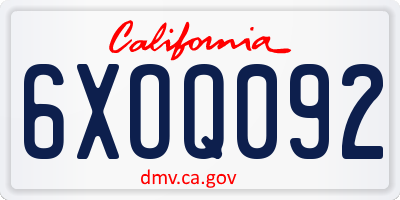 CA license plate 6XOQ092
