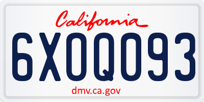 CA license plate 6XOQ093