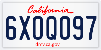 CA license plate 6XOQ097