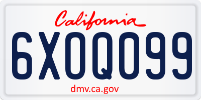 CA license plate 6XOQ099