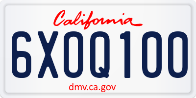 CA license plate 6XOQ100