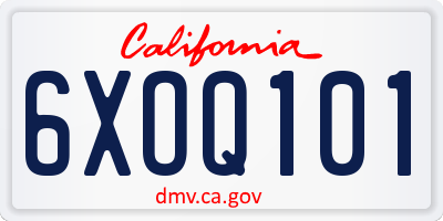CA license plate 6XOQ101