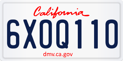 CA license plate 6XOQ110