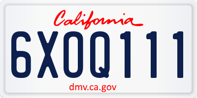 CA license plate 6XOQ111