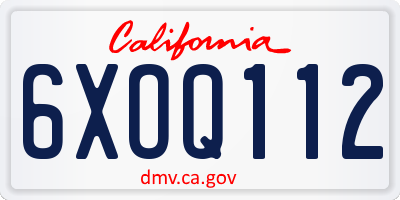 CA license plate 6XOQ112