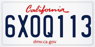 CA license plate 6XOQ113