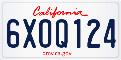 CA license plate 6XOQ124