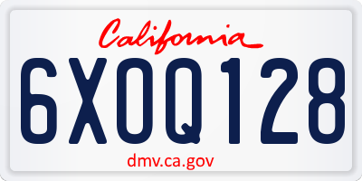CA license plate 6XOQ128