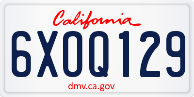 CA license plate 6XOQ129
