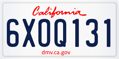 CA license plate 6XOQ131