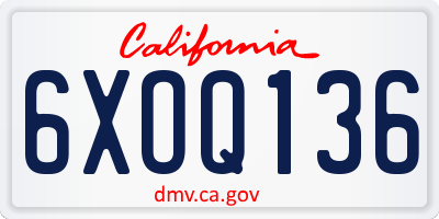 CA license plate 6XOQ136