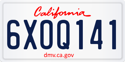 CA license plate 6XOQ141