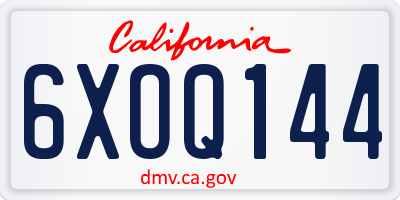 CA license plate 6XOQ144