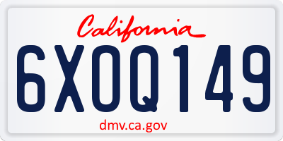 CA license plate 6XOQ149