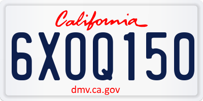 CA license plate 6XOQ150