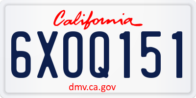 CA license plate 6XOQ151