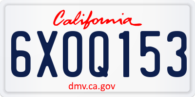 CA license plate 6XOQ153