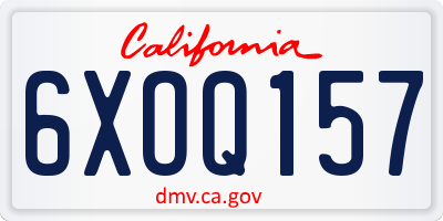 CA license plate 6XOQ157
