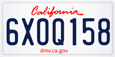 CA license plate 6XOQ158