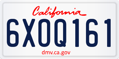 CA license plate 6XOQ161