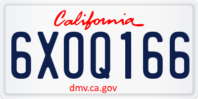 CA license plate 6XOQ166