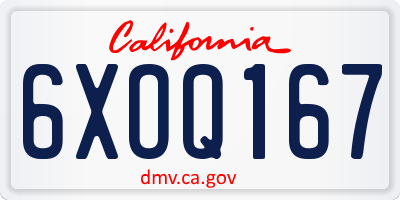 CA license plate 6XOQ167