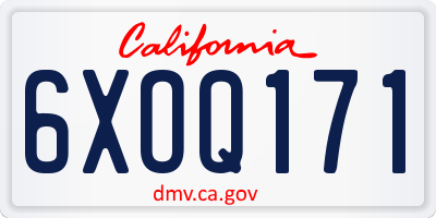 CA license plate 6XOQ171