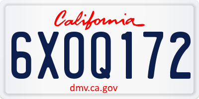 CA license plate 6XOQ172