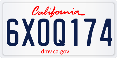 CA license plate 6XOQ174