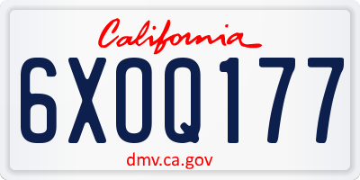 CA license plate 6XOQ177