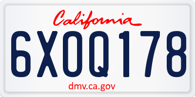 CA license plate 6XOQ178