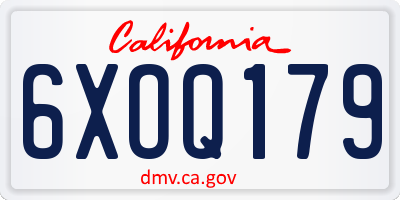 CA license plate 6XOQ179