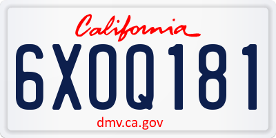 CA license plate 6XOQ181