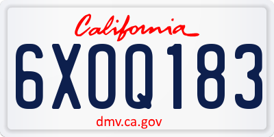 CA license plate 6XOQ183