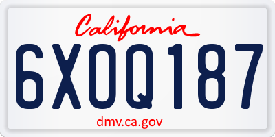 CA license plate 6XOQ187