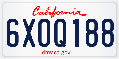 CA license plate 6XOQ188