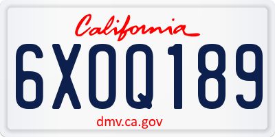 CA license plate 6XOQ189