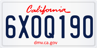 CA license plate 6XOQ190