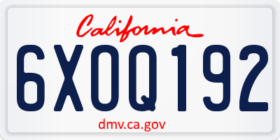 CA license plate 6XOQ192
