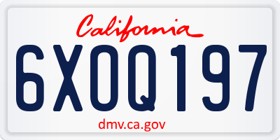 CA license plate 6XOQ197